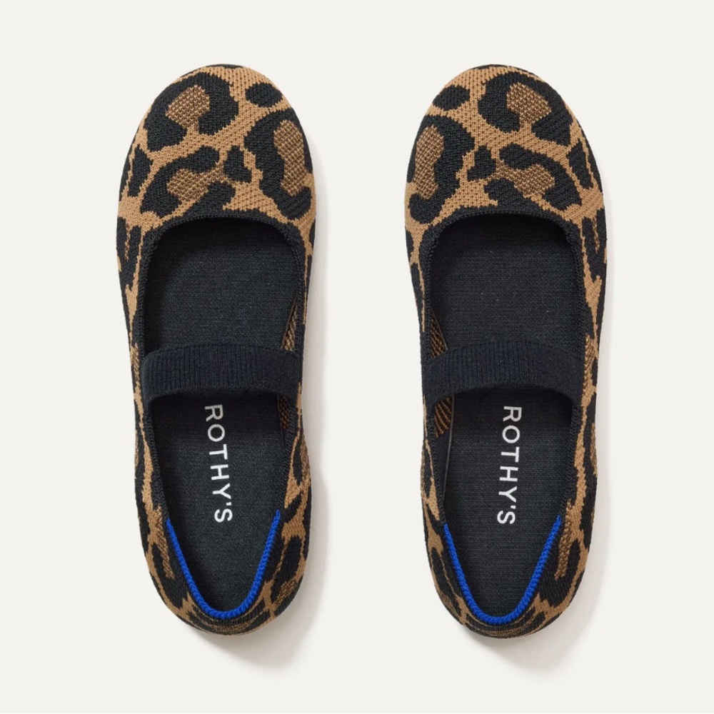 Rothy's Black and Tan Animal Print Flats- Amber cat color